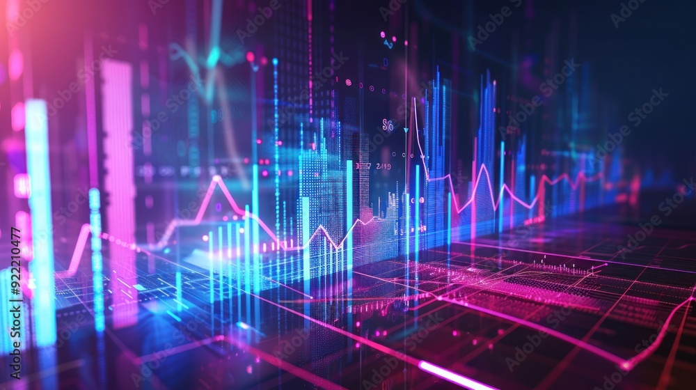 Digital Data Visualization with Glowing Lines and Graphs Digital Data Visualization with Glowing Lines and Graphs