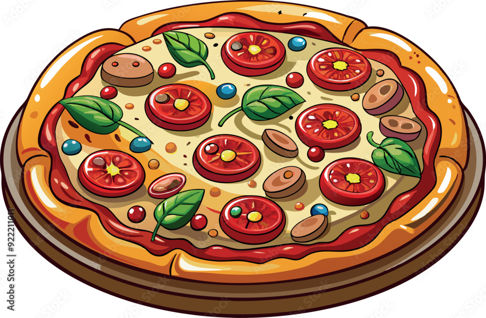 Pepperoni pizza flat illustration Pepperoni pizza flat illustration