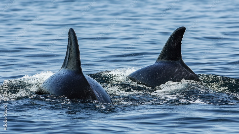 Two Dolphins Swimming in the Ocean Two Dolphins Swimming in the Ocean
