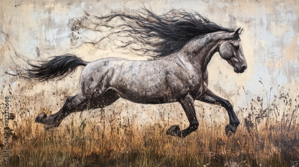 Horse sketch drawing running with hair flowing Horse sketch drawing running with hair flowing