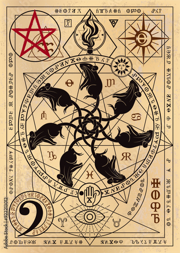 rat king symbol on magic alchemy background poster