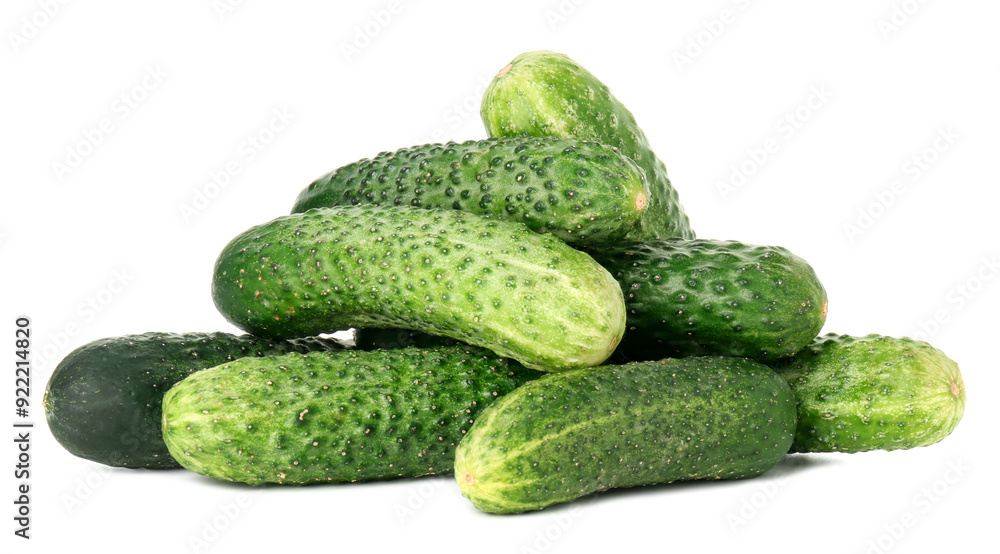 Pile of whole fresh cucumbers isolated on white Pile of whole fresh cucumbers isolated on white