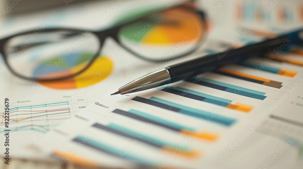 Close-up of a data analyst's desk with data visualization tools and statistical models, representing a job in data analysis. Close-up of a data analyst's desk with data visualization tools and statistical models, representing a job in data analysis.