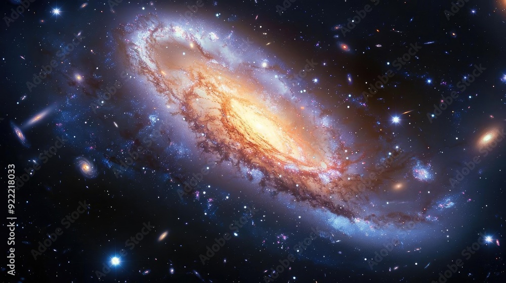 A stunning galaxy illuminated by stars, showcasing vibrant colors and cosmic beauty in the expansive universe. A stunning galaxy illuminated by stars, showcasing vibrant colors and cosmic beauty in the expansive universe.