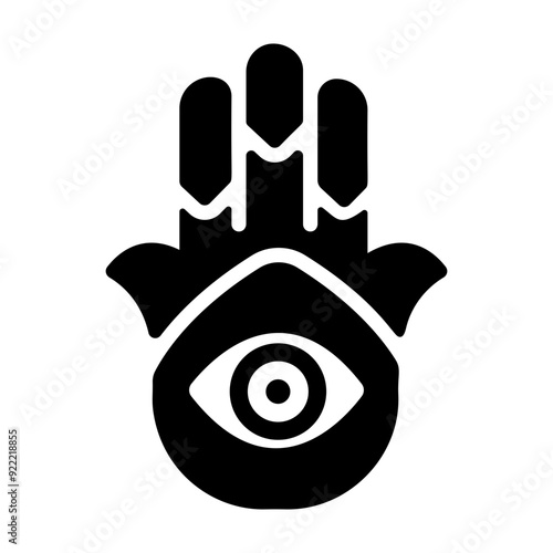 Hamsa hand icon in glyph style 