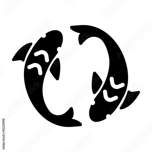 A filled style icon of pisces symbol 