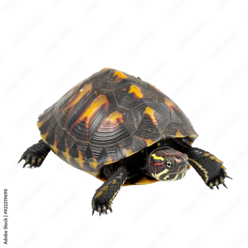 Fototapeta premium Box Turtle with Intricate Shell Patterns Isolated without Background.