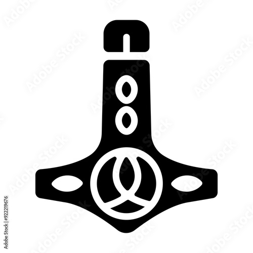 A glyph style icon of mjolnir 