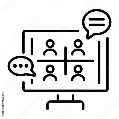 A line icon of video conference 