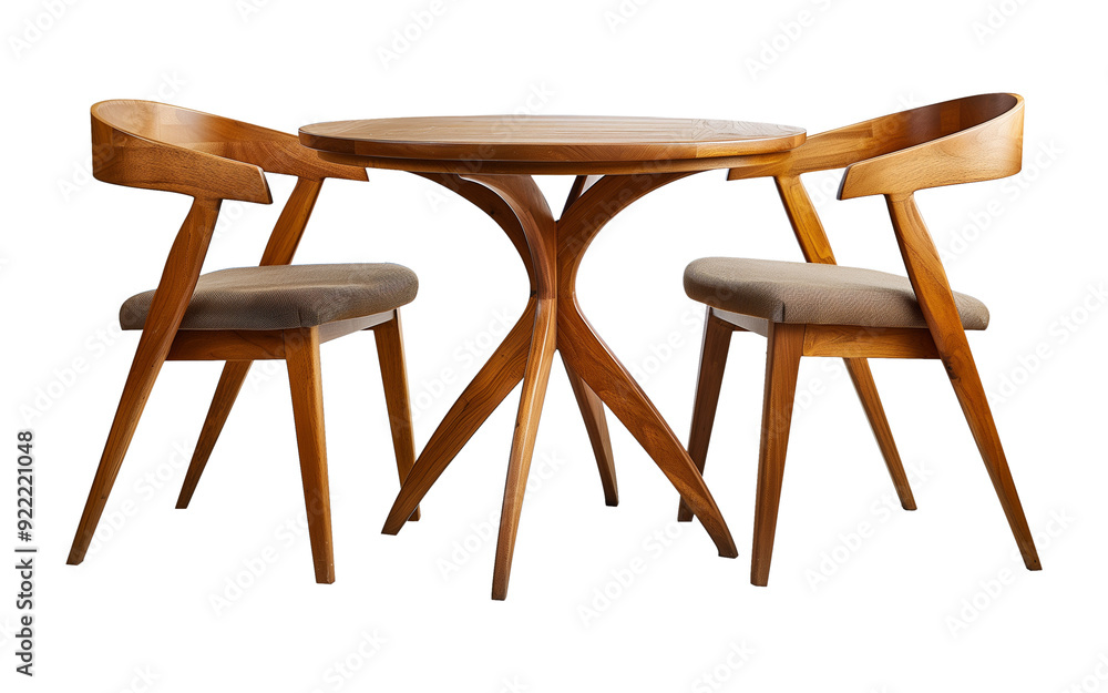 set modern wooden table with chairs isolated on a transparent background, cut-out, PNG set modern wooden table with chairs isolated on a transparent background, cut-out, PNG