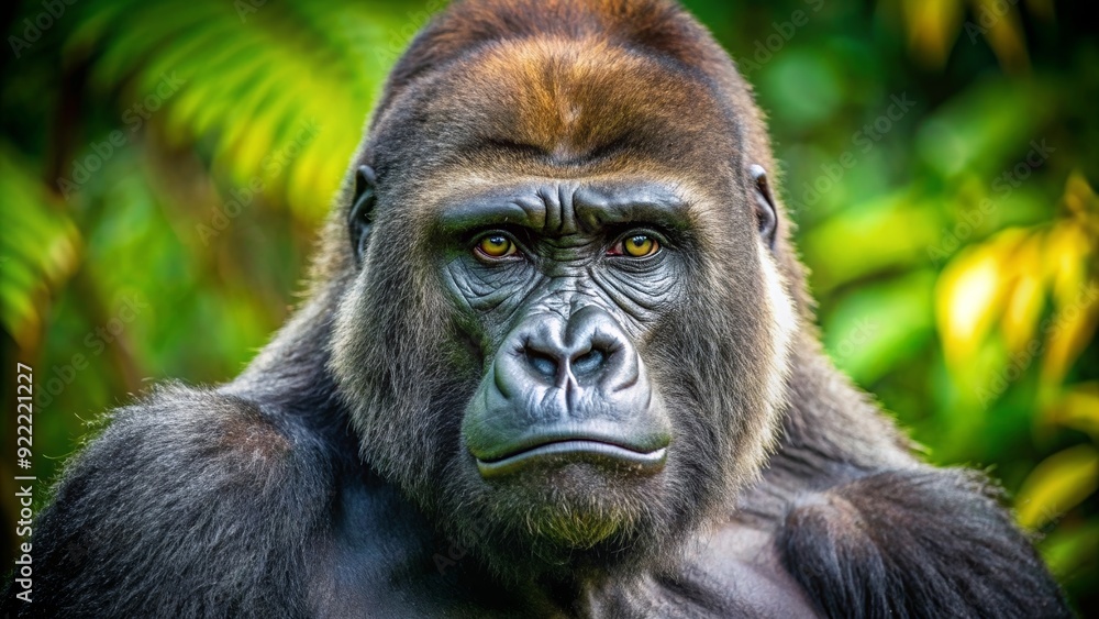 Majestic gorilla staring directly at the camera in the wild, Gorilla, wildlife, nature, staring, powerful, expressive, strength, animal Majestic gorilla staring directly at the camera in the wild, Gorilla, wildlife, nature, staring, powerful, expressive, strength, animal