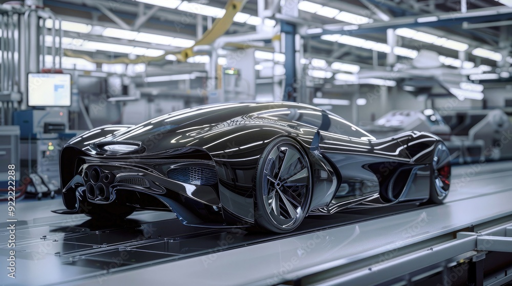 Concept car sketch coming to life in an advanced manufacturing unit Concept car sketch coming to life in an advanced manufacturing unit