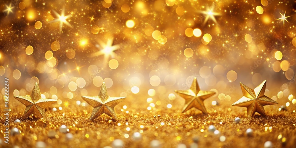 Golden Christmas background with shining stars and bokeh , holiday, festive, celebration, decoration, Xmas, New Year Golden Christmas background with shining stars and bokeh , holiday, festive, celebration, decoration, Xmas, New Year