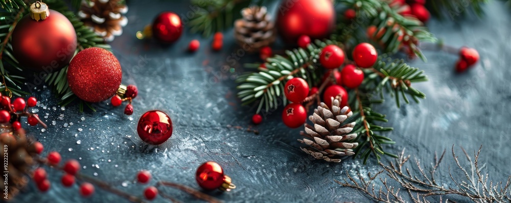 Elegant Christmas decorations with pinecones and ornaments on white background Elegant Christmas decorations with pinecones and ornaments on white background