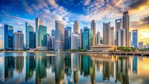 of a Singapore cityscape with modern buildings , Singapore, city, landscape, skyline, urban, architecture, skyscrapers