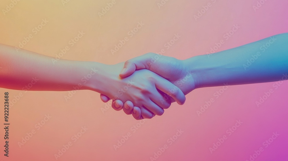 Creative Colorful Handshake Between Two Individuals Creative Colorful Handshake Between Two Individuals