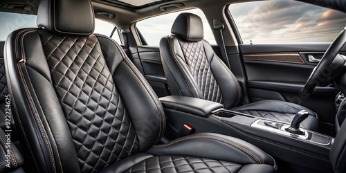 Wallpaper Mural Luxurious black leather car seats with intricate patterns and elegant contours , luxury, car interior, leather seats Torontodigital.ca