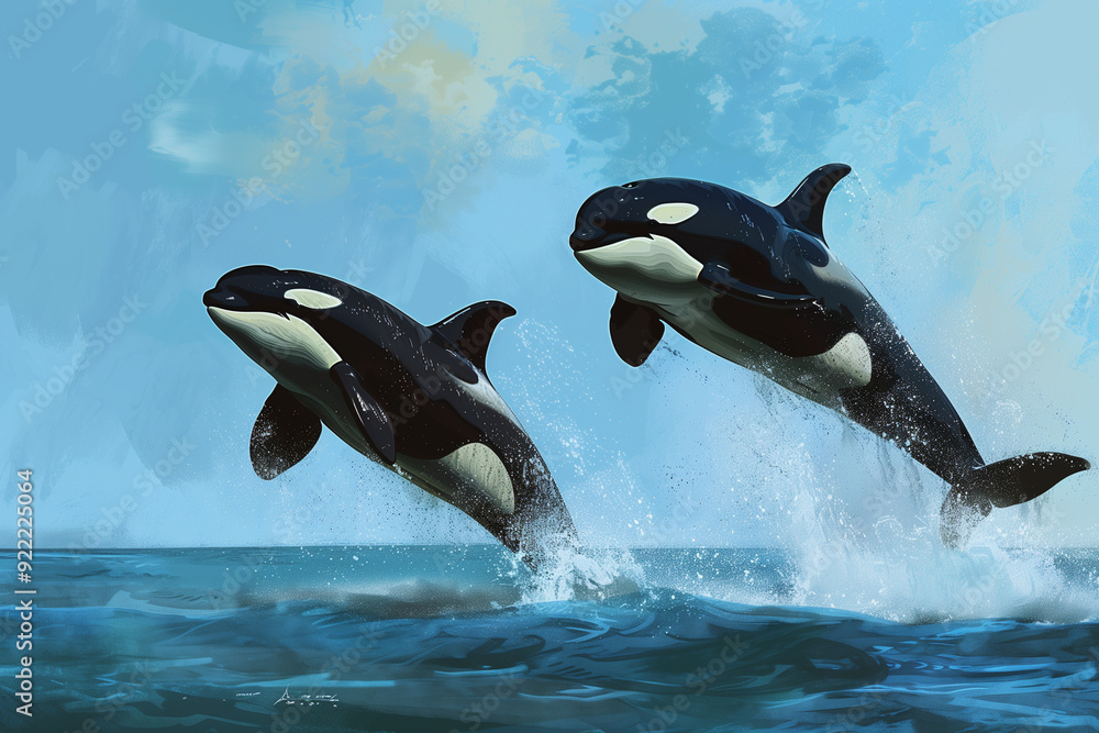 Fototapeta premium Two orcas