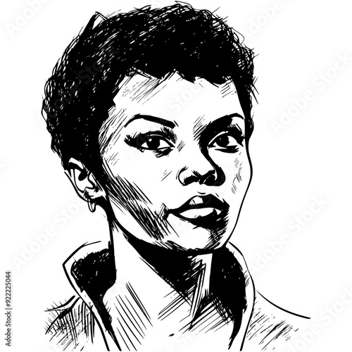 Man portrait in hand drawing or engraving style. 60s styled beautiful comic book character, black and white