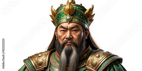 Guan Yu, or Guan-di, god of war and patron of justice, cut out on transparent background png photo