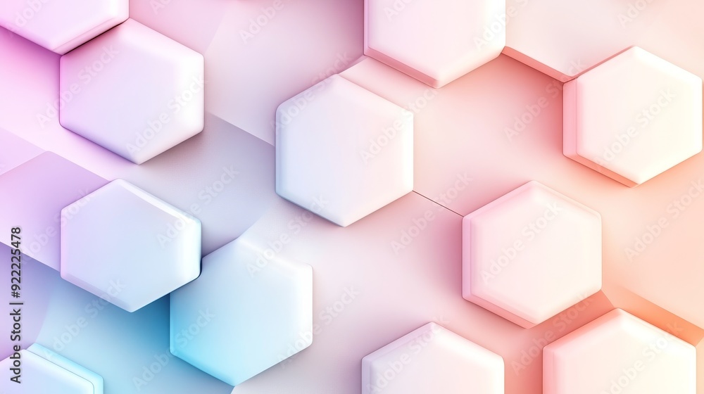 Soft pastel hexagon pattern with a gentle gradient, creating a soothing and calming visual. A blend of light hues, smooth and harmonious.