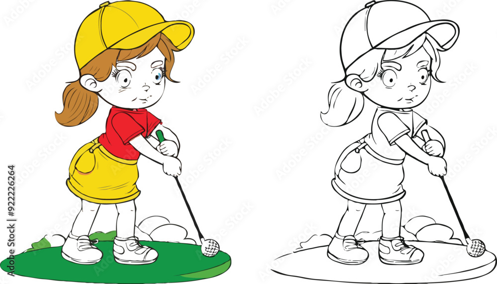 coloring page a simple drawing of blue green with baby boy & girl playing game vector illustration coloring page a simple drawing of blue green with baby boy & girl playing game vector illustration