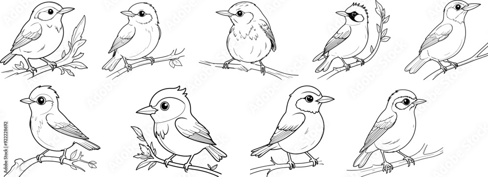 Veery bird hand drawing coloring page and outline vector design Veery bird hand drawing coloring page and outline vector design