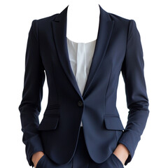 Navy blue blazer with white shirt for women’s formal business or professional profile photos with transparent background clipart