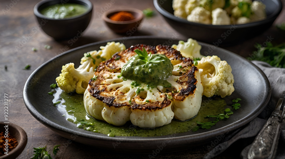 cauliflower steaks with herb sauce and spice, BBQ Grilled Cauliflower Steaks cauliflower steaks with herb sauce and spice, BBQ Grilled Cauliflower Steaks