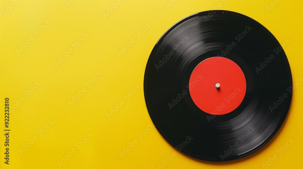 old vinyl records on yellow background old vinyl records on yellow background