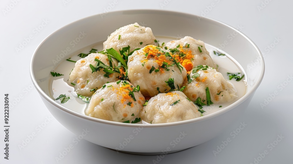Delightful Bua Loy Rice Flour Dumplings in Coconut Milk on a White Background for Food Magazine Cover Shot Delightful Bua Loy Rice Flour Dumplings in Coconut Milk on a White Background for Food Magazine Cover Shot