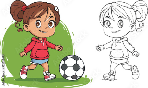 coloring page a simple drawing of blue green with baby boy & girl playing game vector illustration