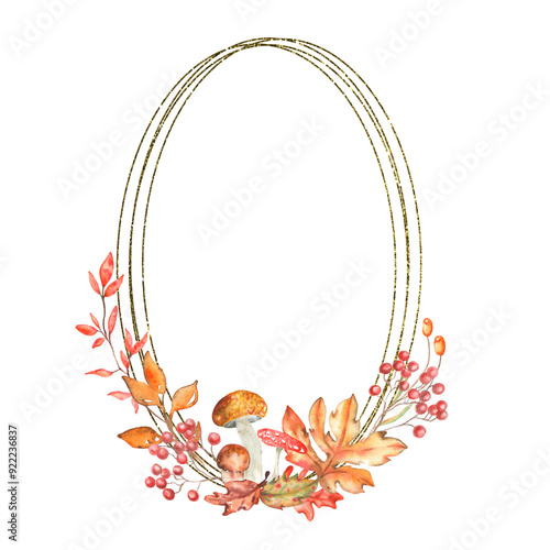 Watercolor Fall Autumn Frame Graphic for Wedding birthday and prints