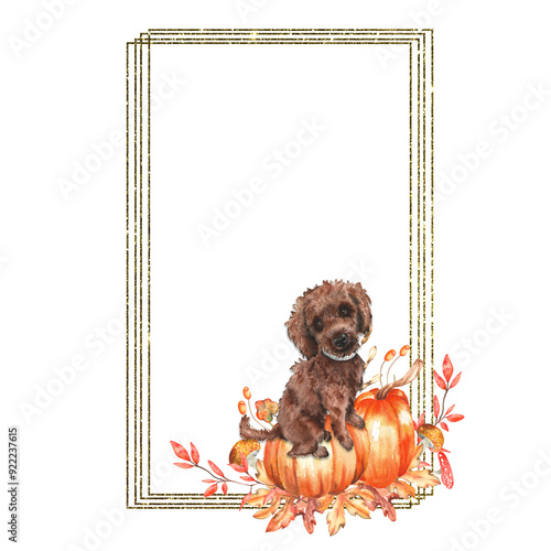 Watercolor Fall Autumn Frame Graphic for Wedding birthday and prints