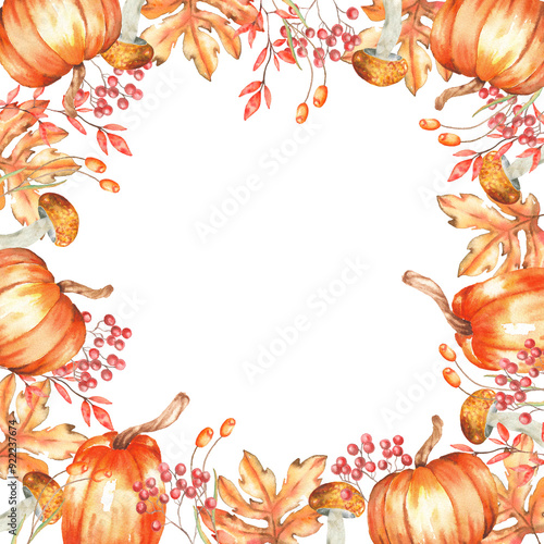 Watercolor Fall Autumn Frame Graphic for Wedding birthday and prints