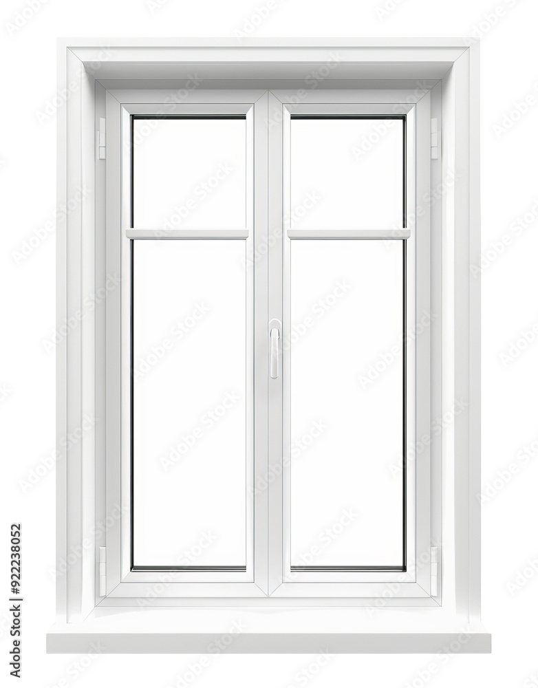 Isolated White Plastic Window with Double Frames and Handles. Isolated White Plastic Window with Double Frames and Handles.