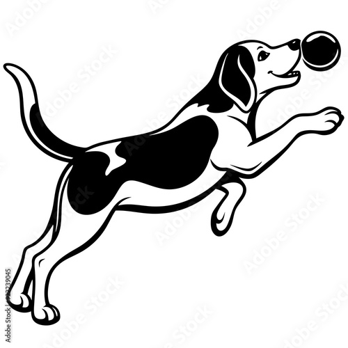 Beagle Jumping Vector Silhouette Black Vector