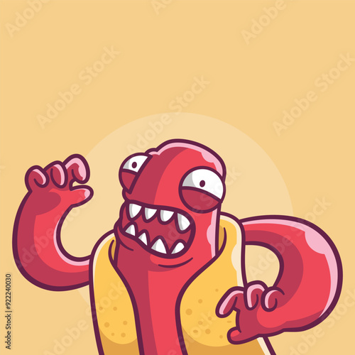 illustration of an angry hotdog