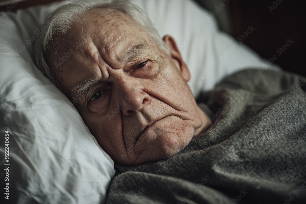 An elderly person rests with comfort and warmth, wrapped in a soft blanket that conveys a feeling of calm and nurturing, possibly in a serene home environment. An elderly person rests with comfort and warmth, wrapped in a soft blanket that conveys a feeling of calm and nurturing, possibly in a serene home environment.