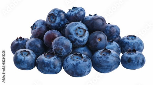 Freshly Picked Blueberries Cluster on White Background - Food Magazine Illustration