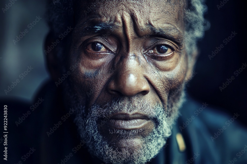 An intense close-up portrait of an elderly man conveying deep feelings and emotions through expressive eyes and strong facial features, highlighting the beauty of his age and experience. An intense close-up portrait of an elderly man conveying deep feelings and emotions through expressive eyes and strong facial features, highlighting the beauty of his age and experience.