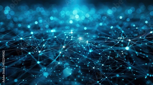 A visually striking abstract digital background featuring a network of interconnected quantum bits (qubits), representing the fundamental units of quantum computing.