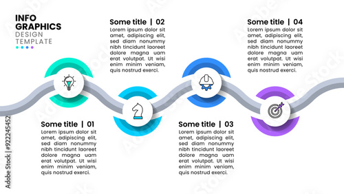 Infographic template. Abstract line with 4 connected circles