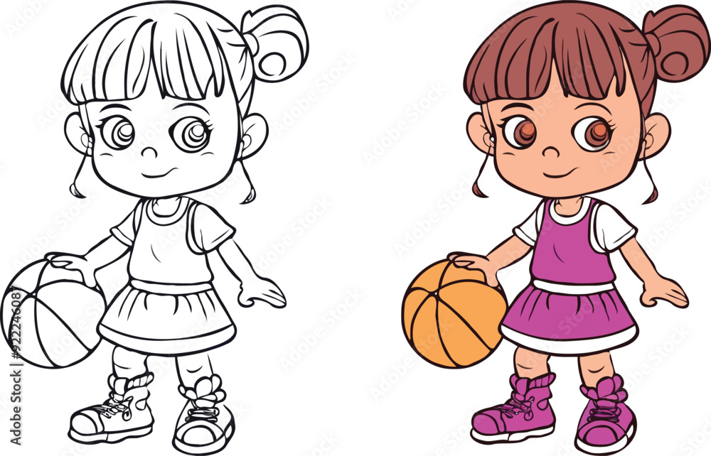 coloring page a simple drawing of blue green with baby boy & girl playing game vector illustration coloring page a simple drawing of blue green with baby boy & girl playing game vector illustration