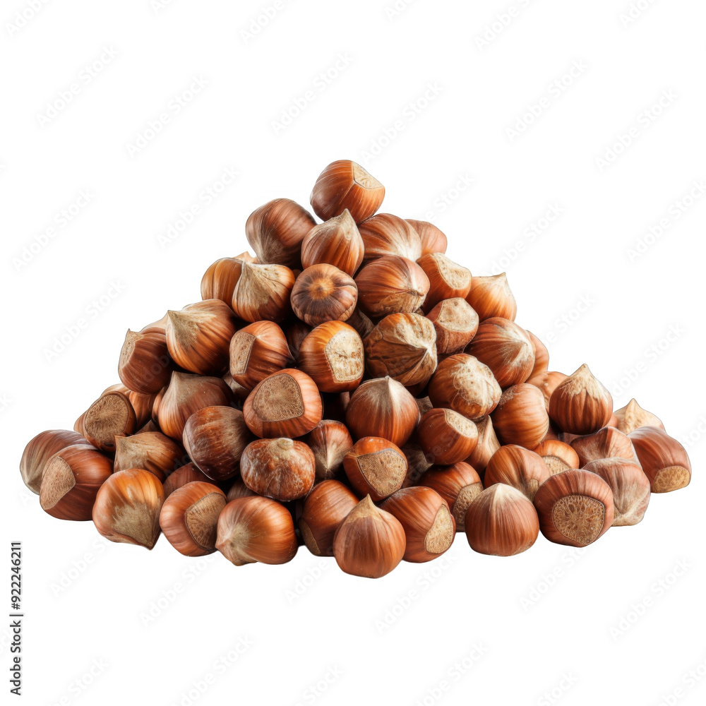 A Pile of Shelled Hazelnuts Isolated on a Transparent Background A Pile of Shelled Hazelnuts Isolated on a Transparent Background