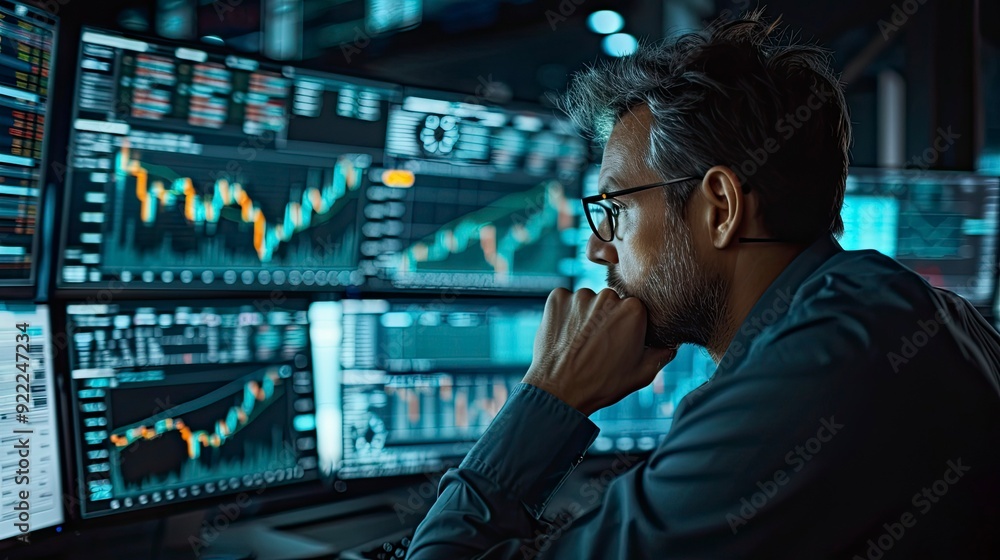A futuristic scenario where quantum computing is used in financial markets, with traders analyzing data using quantum algorithms. A futuristic scenario where quantum computing is used in financial markets, with traders analyzing data using quantum algorithms.