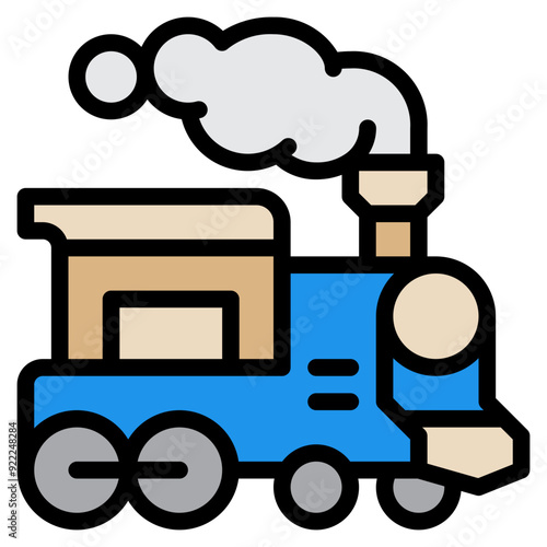 steam train or locomotive filled outline icon