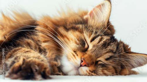 Fluffy Ginger Cat Peacefully Sleeping