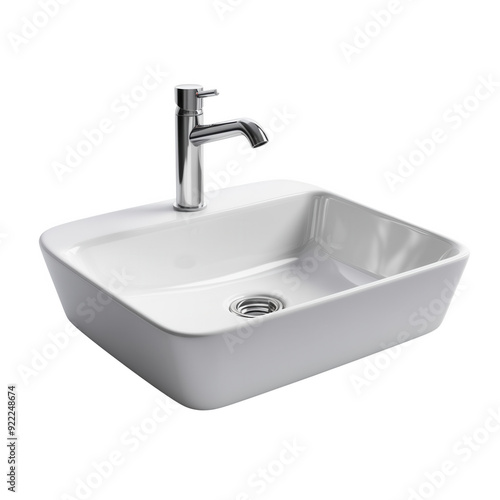 Ceramic washbasin isolated on transparent background