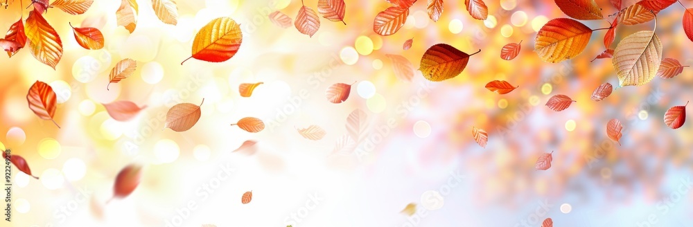 Autumn leaves falling down with blurred bokeh background. Autumn leaves falling down with blurred bokeh background.